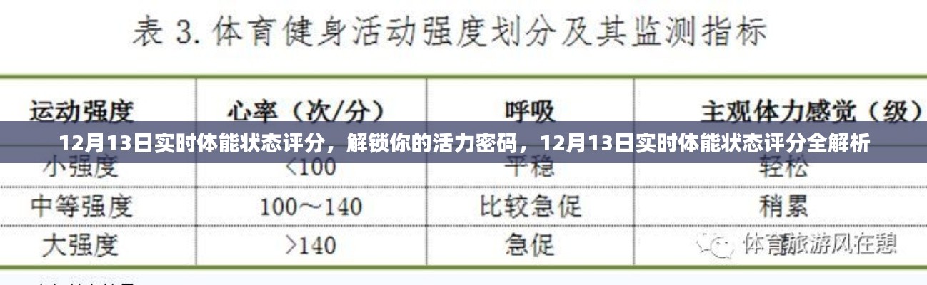 12月13日實(shí)時(shí)體能狀態(tài)評(píng)分，解鎖活力密碼，全面解析身體狀況