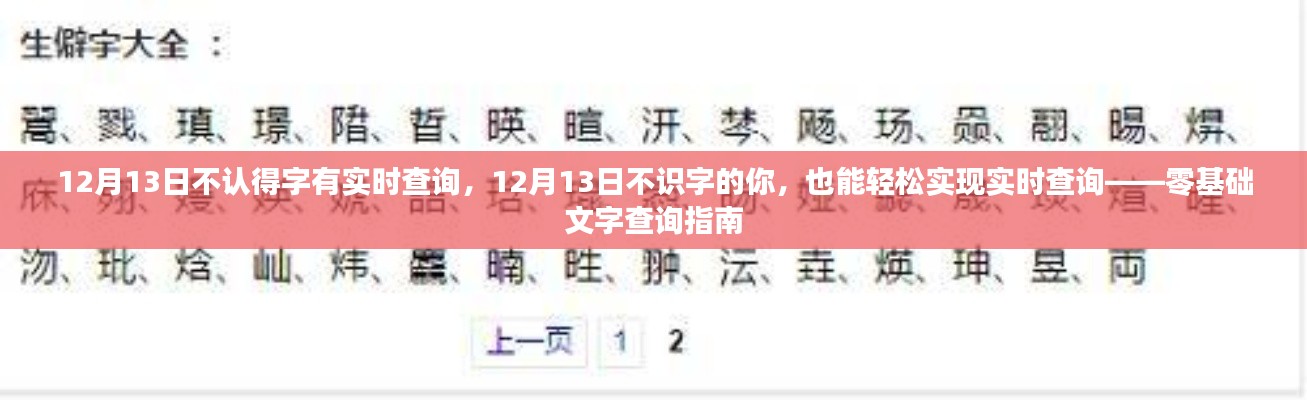 零基礎(chǔ)文字查詢(xún)指南，不識(shí)字也能輕松實(shí)現(xiàn)實(shí)時(shí)查詢(xún)（針對(duì)12月13日）