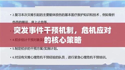 突發(fā)事件干預機制，危機應對的核心策略