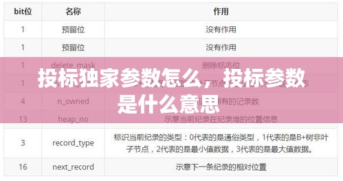 投標(biāo)獨(dú)家參數(shù)怎么，投標(biāo)參數(shù)是什么意思 