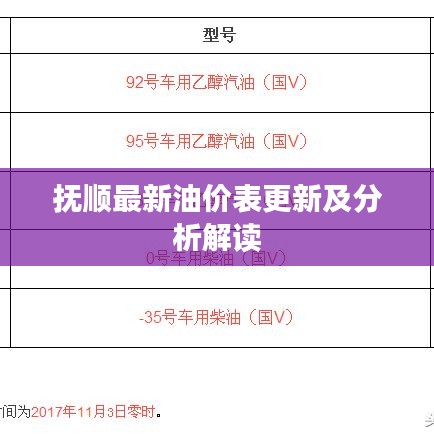 撫順最新油價表更新及分析解讀