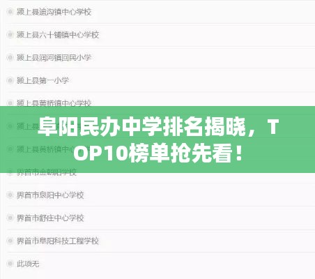 阜陽民辦中學(xué)排名揭曉，TOP10榜單搶先看！