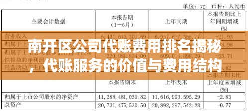 南開區(qū)公司代賬費用排名揭秘，代賬服務(wù)的價值與費用結(jié)構(gòu)解讀